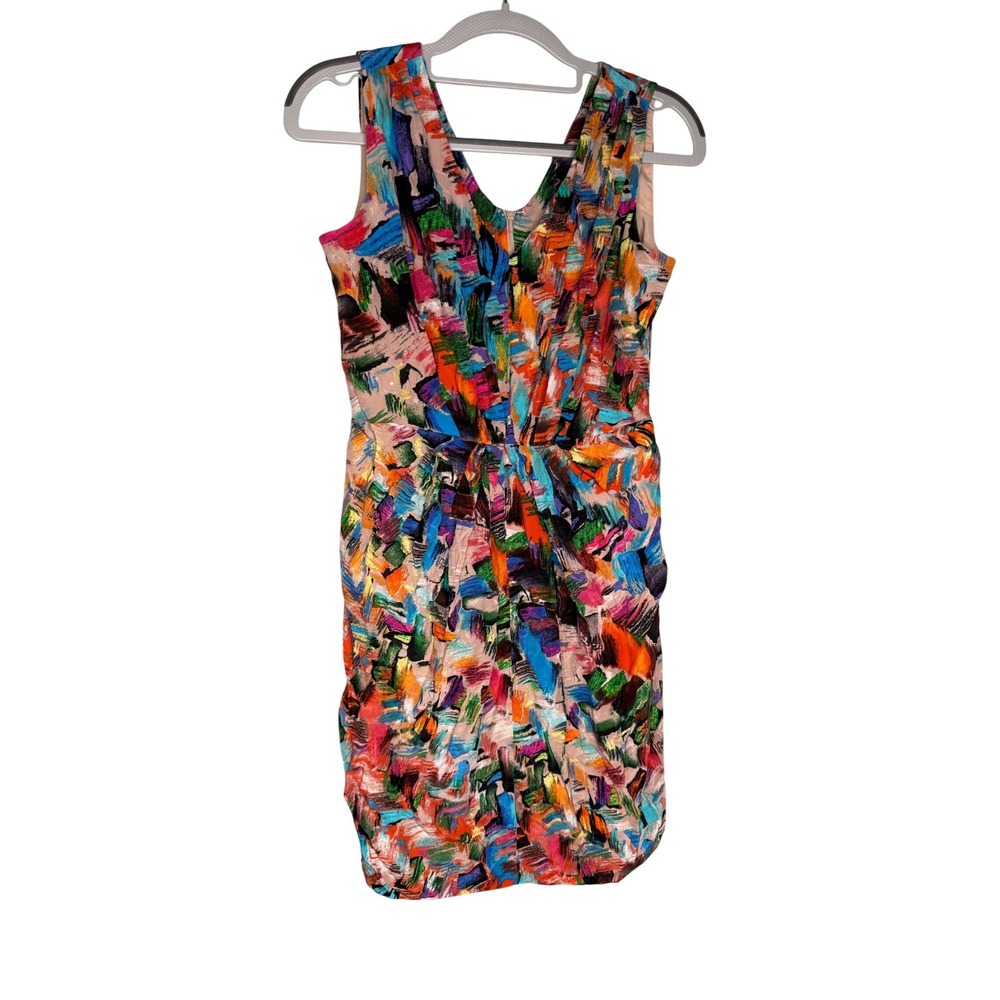 Donna Morgan colorful sleeveless silk knee length dress